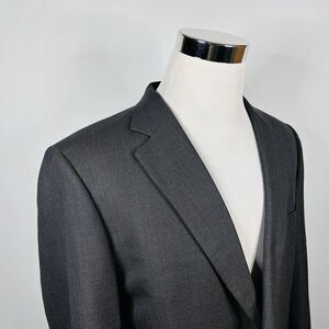 Brooks Brothers 42R Sport Coat 100% Wool Dark Gray Plaid Two Button Vented